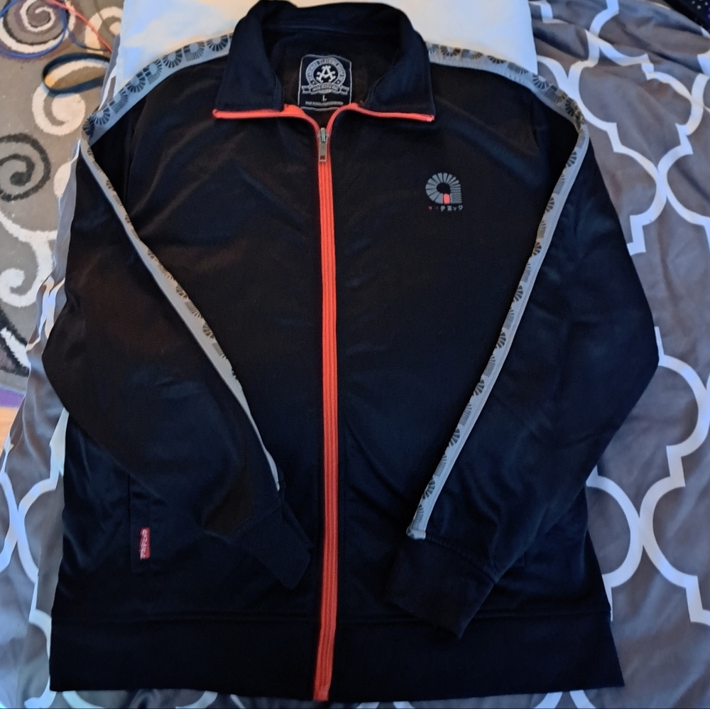 Akademiks Black Track Jacket with Red Accents